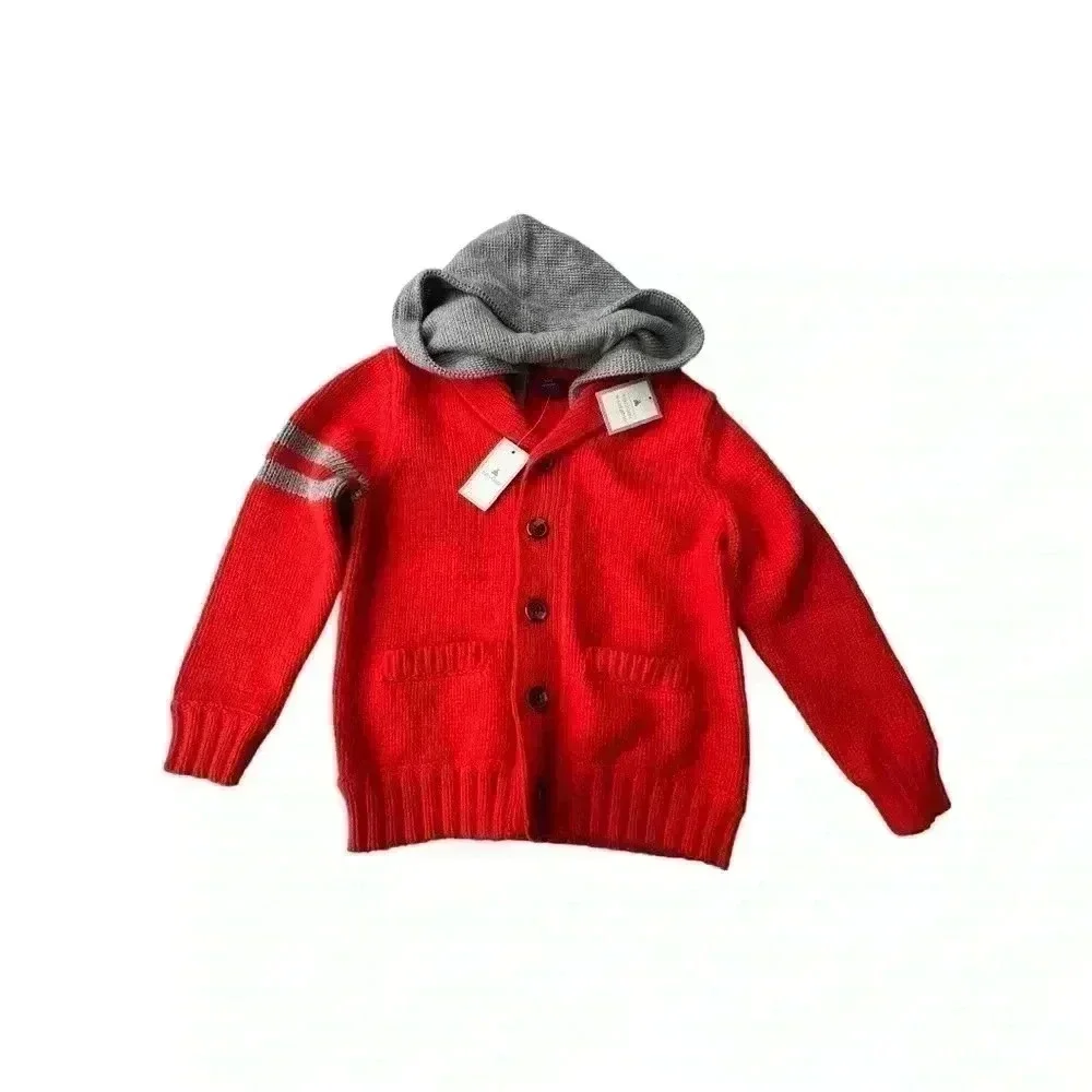 GAP BOYS CARDIGAN LETTERMAN STYLE HOODED SWEATER•SIZE 4T•NWT•ORANGE AND GREY•